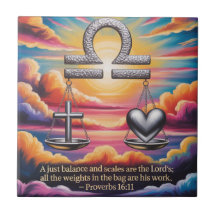 Weegschaal Geloof en liefde Keramische Tegel