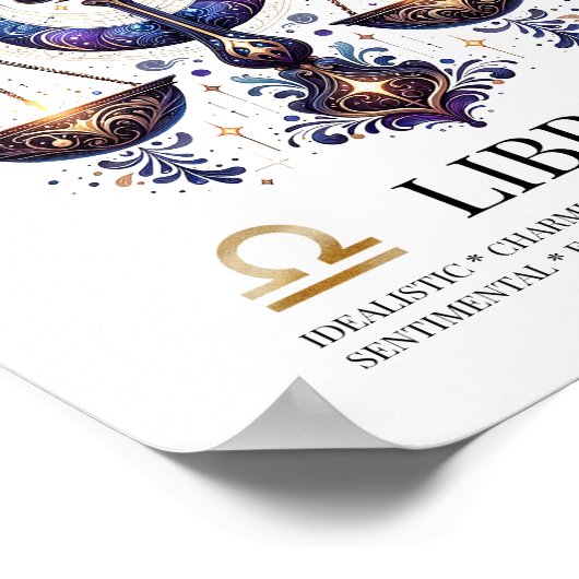 Weegschaal gepersonaliseerde elegante dierenriem W Poster (Hoek)