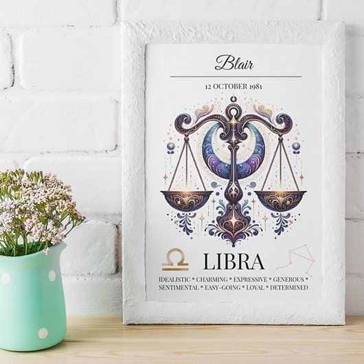 Weegschaal gepersonaliseerde elegante dierenriem W Poster