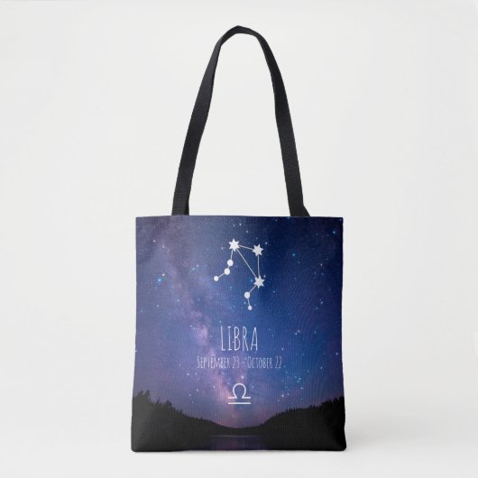 Weegschaal | Gepersonaliseerde zodiac-constellatie Tote Bag (Voorkant)