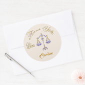 Weegschaal Gold Glitter Dank je Ronde Sticker (Envelop)