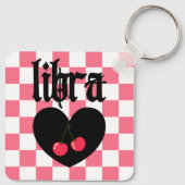 Weegschaal Gotische esthetische geruit kersen ontw Sleutelhanger (Achterkant)