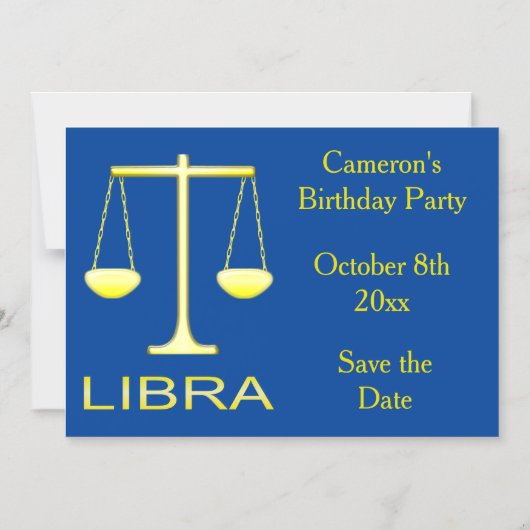 Weegschaal Gouden Schalen Sterteken Custom Save th Magnetische Uitnodiging (Voorkant)