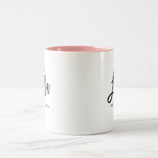 Weegschaal Horoscoop Modern Script Chic Zodiac Sig Tweekleurige Koffiemok (Center)