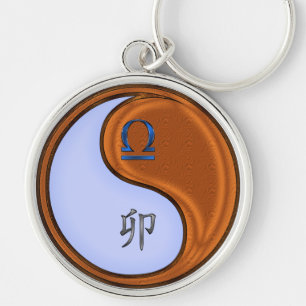 Weegschaal & Hout Konijn Sleutelhanger