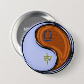 Weegschaal & Houten Aap Ronde Button 7,6 Cm (Voorkant /achterkant)