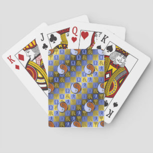 Weegschaal & Houten Draak Pokerkaarten