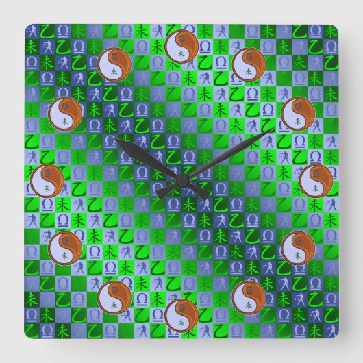 Weegschaal & Houten Geit Vierkante Klok (Voorkant)