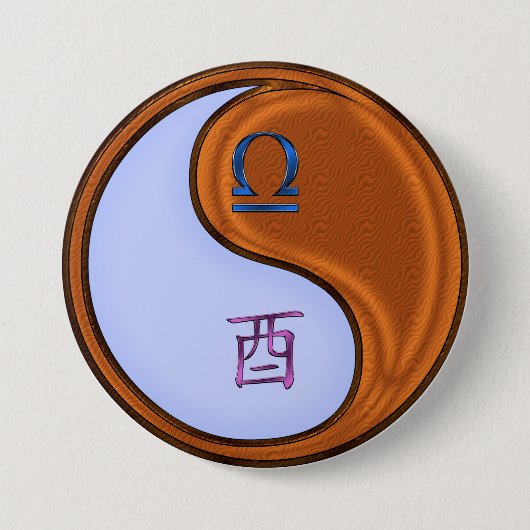Weegschaal & Houten Haan Ronde Button 7,6 Cm (Voorkant)