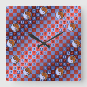 Weegschaal & Houten Tijger Vierkante Klok