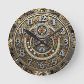 Weegschaal Klok, Dierenriem, Steampunk, edelstenen Ronde Klok (Voorkant)