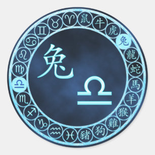 Weegschaal/Konijn Ronde Sticker