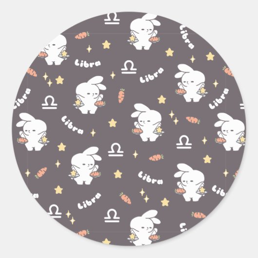 Weegschaal Loppi Tokki Bunny Zodiac Patroon II Ronde Sticker (Voorkant)