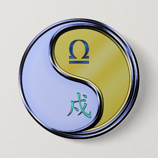Weegschaal & Metaal Hond Ronde Button 7,6 Cm (Voorkant)
