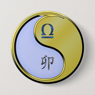 Weegschaal & Metaal Konijn Ronde Button 7,6 Cm