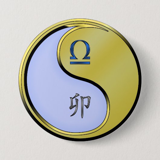 Weegschaal & Metaal Konijn Ronde Button 7,6 Cm (Voorkant)