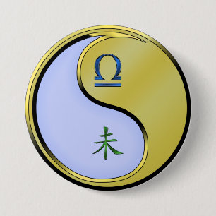 Weegschaal & Metalen Geit Ronde Button 7,6 Cm