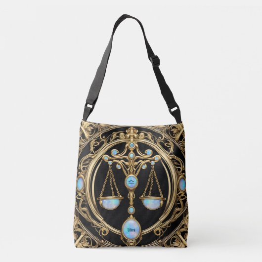 Weegschaal, Opaal en Goud Gepersonaliseerde Zodiac Crossbody Tas (Achterkant)