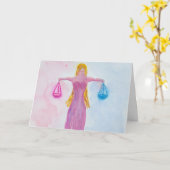 Weegschaal Pastel Zodiac symbool Verjaardag Kaart (Gele Bloem)