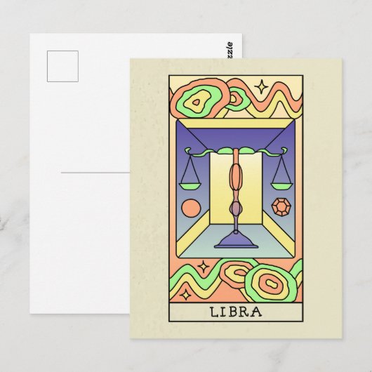 Weegschaal Sterrenbeeld Abstracte Kunst Vintage Briefkaart (Voorkant / Achterkant)