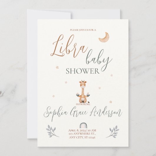 Weegschaal sterrenbeeld baby shower kaart (Voorkant)