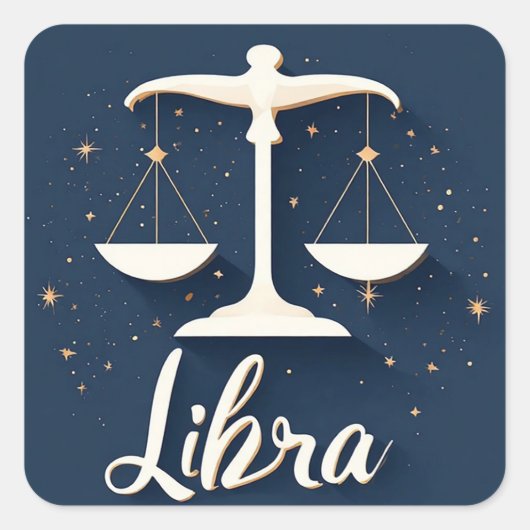 Weegschaal Sterrenbeeld Icoon met Gebalanceerde Sc Vierkante Sticker (Voorkant)