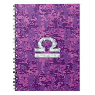 Weegschaal Sterrenbeeld op Fuchsia Digitale Camo Notitieboek