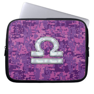Weegschaal sterrenbeeld op roze digitale camouflag laptop sleeve