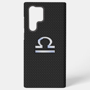 Weegschaal Sterrenbeeld op Zwarte Slangenhuid Deco Samsung Galaxy Hoesje