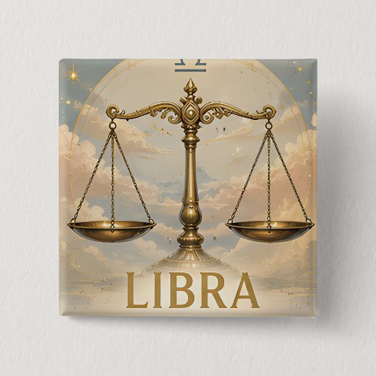 Weegschaal sterrenbeeld verjaardag astrologie cade vierkante button 5,1 cm (Voorkant)