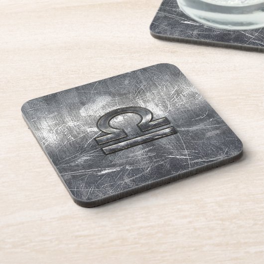 Weegschaal sterrenbeeld verzinkt industrieel staal bier onderzetter (Linkerzijde)