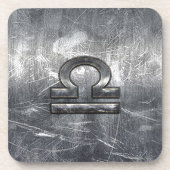 Weegschaal sterrenbeeld verzinkt industrieel staal bier onderzetter (Voorkant)