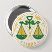 Weegschaal teken van de dierenriem op een ronde button 4,0 cm (Voorkant /achterkant)