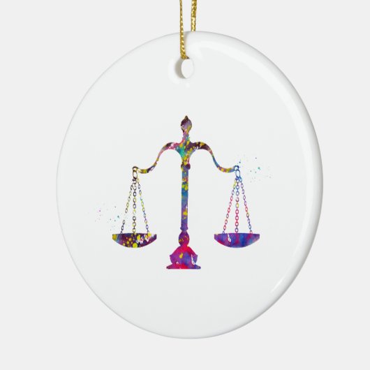 Weegschaal van de rechtvaardigheid keramisch ornament (Links)