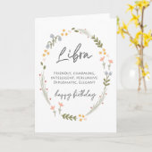 Weegschaal Verjaardag Sterrenbeeld gepersonaliseer Kaart (Gele Bloem)