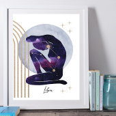 Weegschaal Vrouwelijk Paarse Zodiac Design Poster