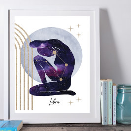 Weegschaal Vrouwelijk Paarse Zodiac Design Poster