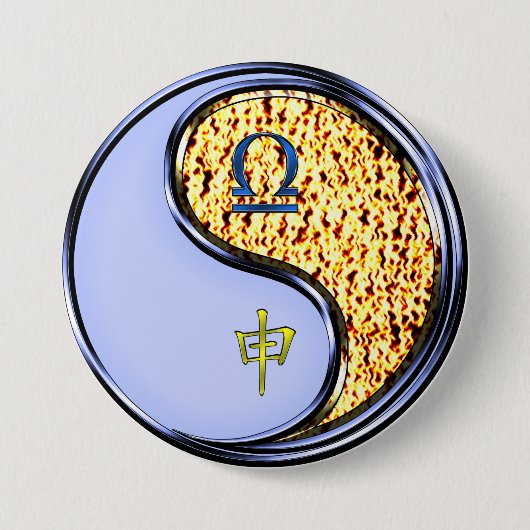 Weegschaal & Vuur Aap Ronde Button 7,6 Cm (Voorkant)