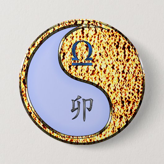 Weegschaal & Vuur Konijn Ronde Button 7,6 Cm (Voorkant)