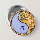 Weegschaal & Vuur Os Ronde Button 7,6 Cm (Voorkant /achterkant)