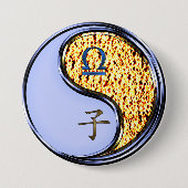 Weegschaal & Vuur Rat Ronde Button 7,6 Cm (Voorkant)