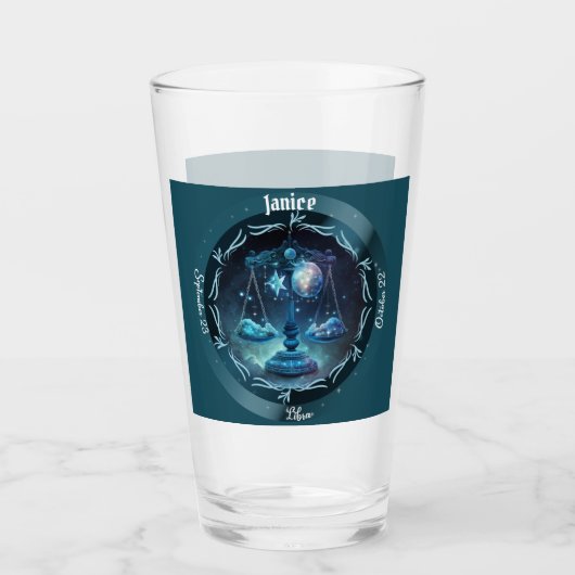 Weegschaal Zodiac Aanpasbare Bier Glas (Voorkant)