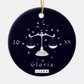 Weegschaal Zodiac Birthday Star Sign Name & Year Keramisch Ornament (Voorkant)