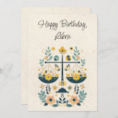 Weegschaal Zodiac Bloemen Verjaardag Flat Kaart (Voorkant / Achterkant)