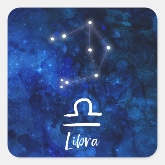 Weegschaal Zodiac Constellation Blue Galaxy Celest Vierkante Sticker (Voorkant)