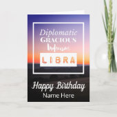 Weegschaal Zodiac Fun Kenmerken Verjaardag Kaart (Voorkant)