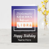 Weegschaal Zodiac Fun Kenmerken Verjaardag Kaart (Gele Bloem)