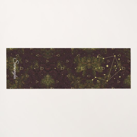 Weegschaal Zodiac Paarse Gouden Oosterse Bloem Yogamat (Achterkant (horizontaal))