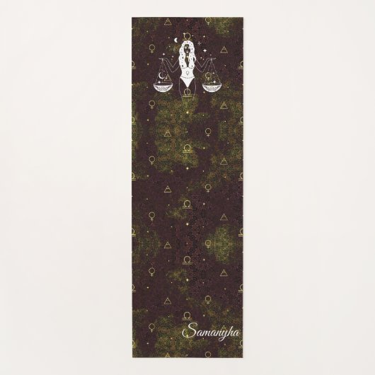 Weegschaal Zodiac Paarse Gouden Oosterse Bloem Yogamat (Voorkant)
