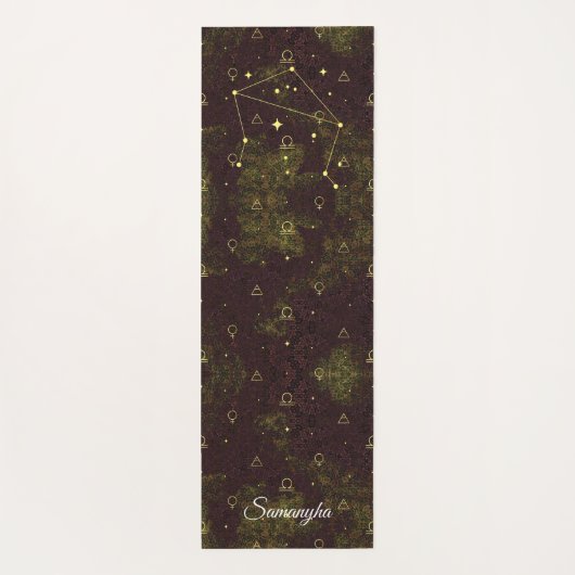 Weegschaal Zodiac Paarse Gouden Oosterse Bloem Yogamat (Achterkant)